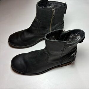 UGG Black Leather Ankle Boots